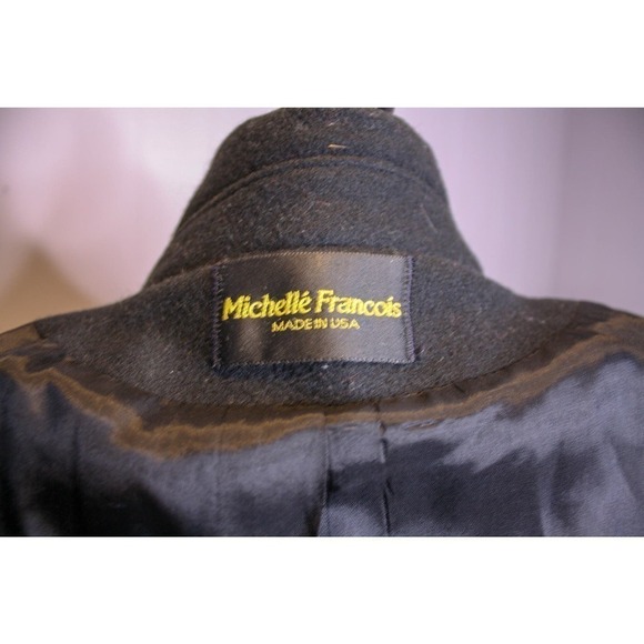 Michelle Francois Black Wool Coat Jacket Toggle Closures - Picture 3 of 3